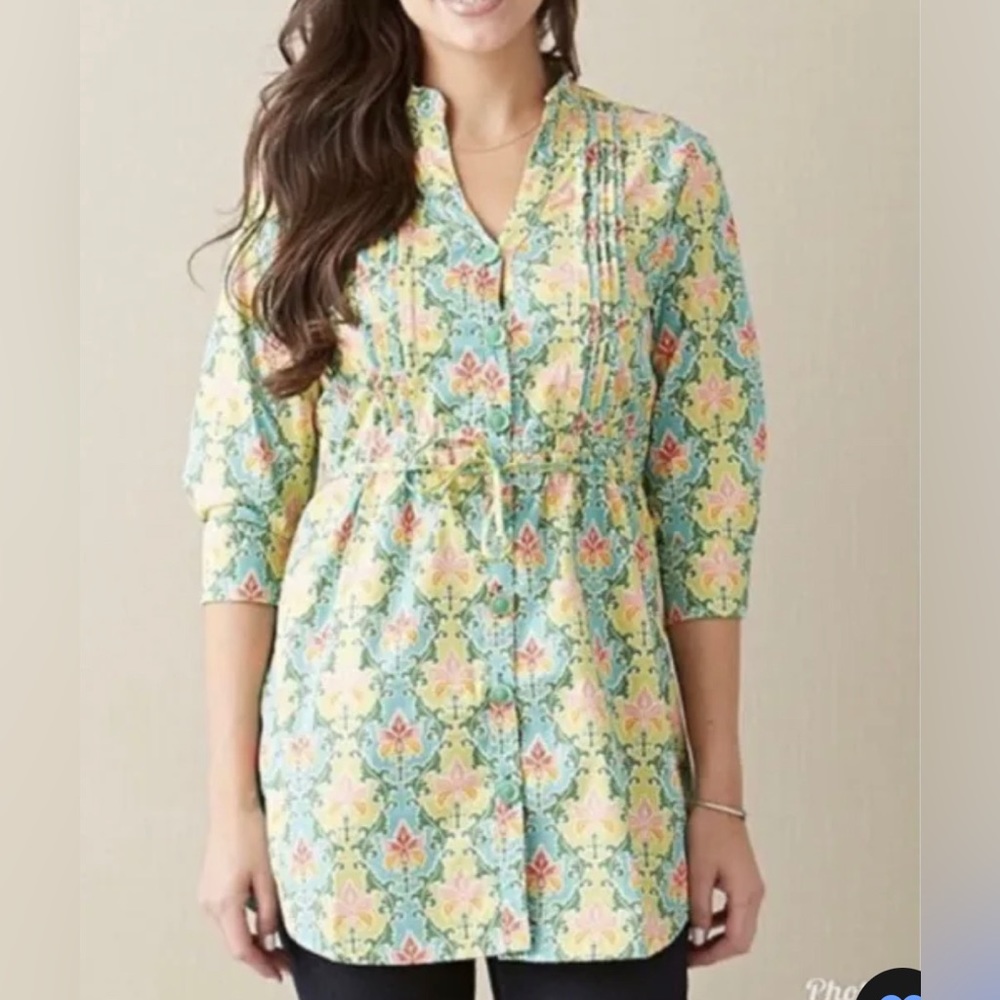 Matilda Jane Green Acre Tunic Blouse / Dress Colorful Boho Size Small